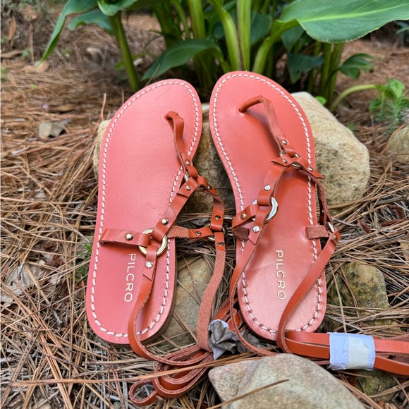 New🌟Anthropologie Pilcro Harness Tie Up Sandals Gladiator Leather Honey Brown - Picture 7 of 11